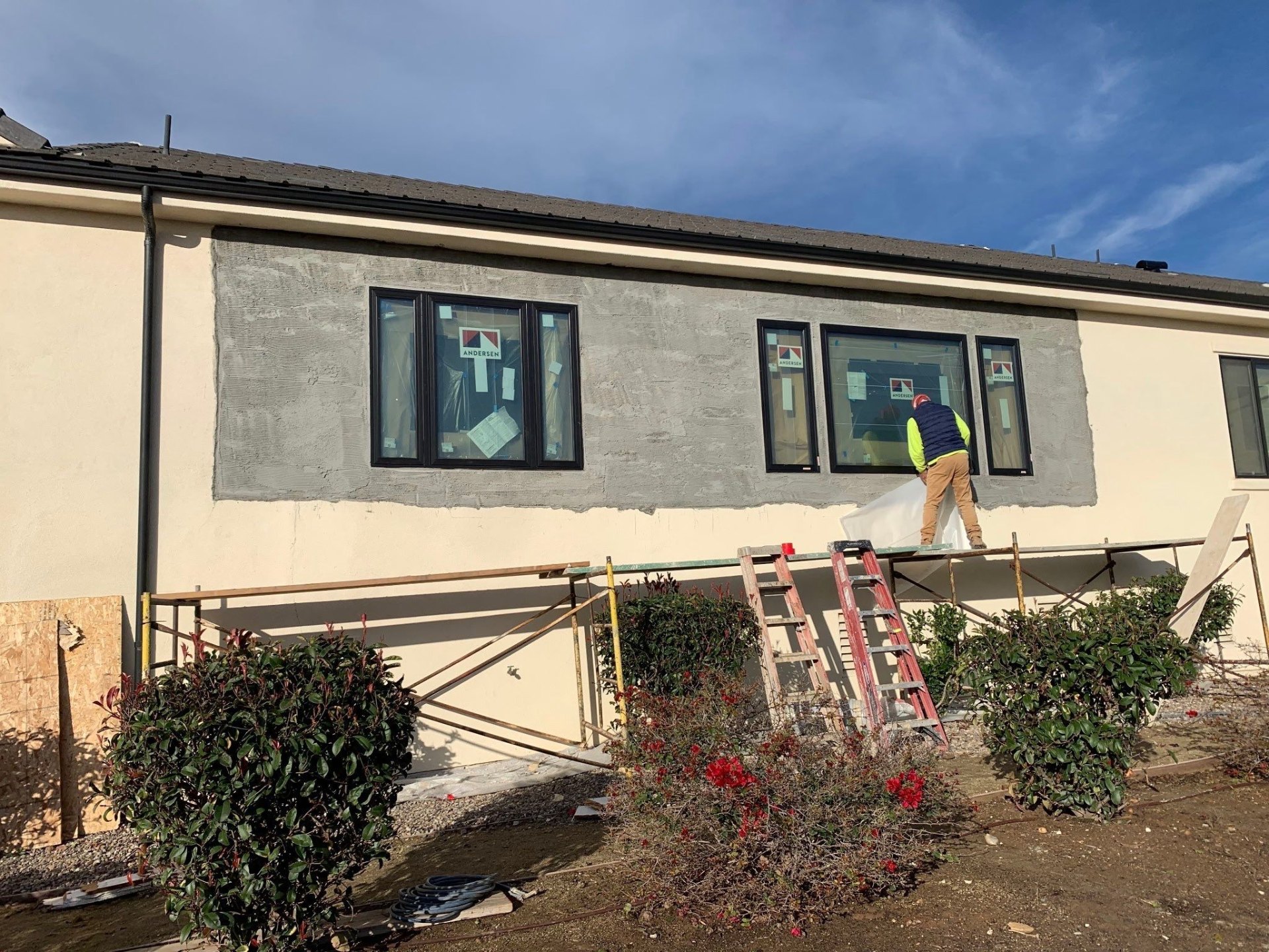 Scratch Coat Application - Stucco repair in North County, CA – completed by ELN Remodeling | C-35 Licensed Contractor